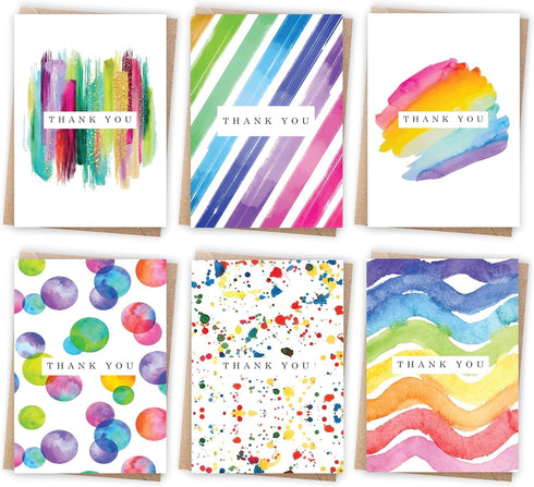 Giftinghouse Thank you Cards with Envelopes Multipack of 24. Watercolour designs. 10 x