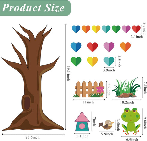 Classroom Tree Bulletin Board Decorations, Hearts Bulletin Board Tree Cutouts Set, Welcome Classroom Bulletin Tree Wall Decors for Nursery Elementary School Teacher Chalkboard Supplies