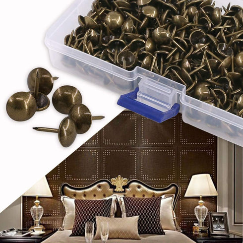 300-Pcs 7/16'' Antique Upholstery Decorative Tacks - Furniture Sofa Thumb Tacks Nails Pins Assortment Kit