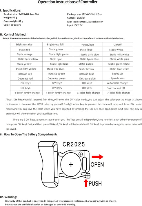 BZONE 44 2 Pack,LED Dimmer 3528 2835 5050 Key RGB LED IR Remote Control Light Remote Replacement Controller Wireless