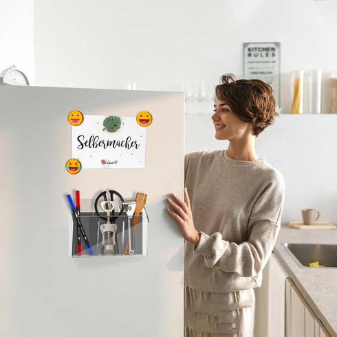 Dry Erase Marker Holder with 3 Compartments, Wall Mounted Organizer for Whiteboard and Fridge