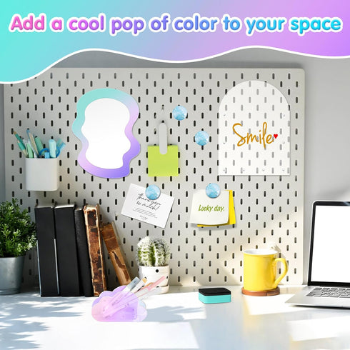 MoKo Locker Accessories Set, 5 in 1 Back to School Supplies, Magnetic Acrylic Board, Locker Mirror, Markers Holder