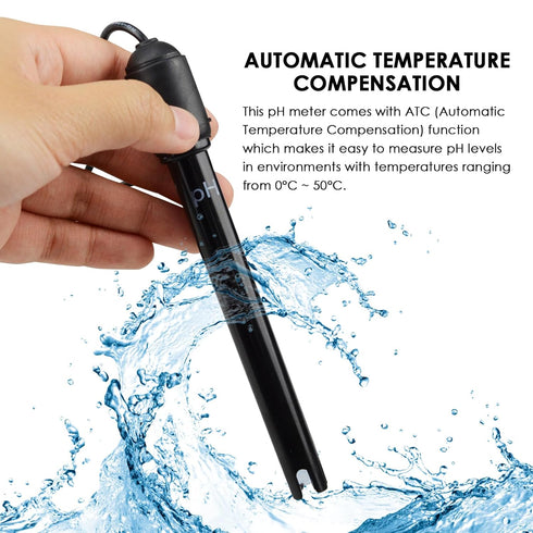 0-14 pH Electrode Probe, pH Meter with Replacement BNC Connector and 300cm Cable Sensor for Hydroponics, Aquarium