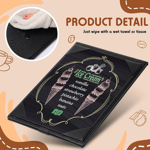 2 Supplies(12 Pack,5 7 Inch) Gerrii Leatherette Table Tents Black PU Leather Menu Covers Bulk Double Sided Frame Sign