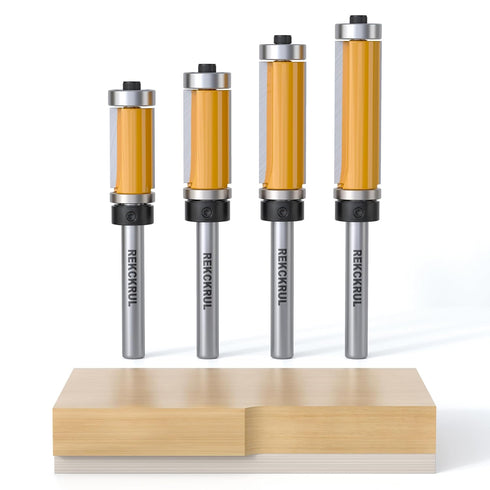 4Pcs Top and Bottom Bearing Flush Trim Router Bits Set, 1/4 Inch