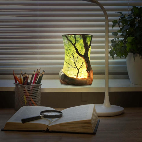 6.3'' Forest Nature-Inspired Vintage Lantern Table Lamp for Bedrooms, Branches Night Light, Small Farmhouse Rustic End
