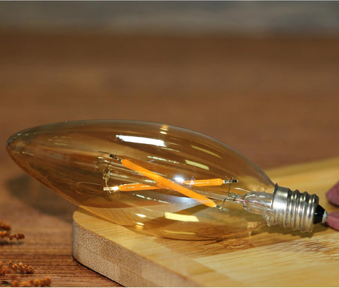 6 Pack E12 Bulb 20 2W B10 C32 Bulbs, 2200K Bulbs Candelabra LED Watt Equivalent, LED Filament Candle Light Type B Amber
