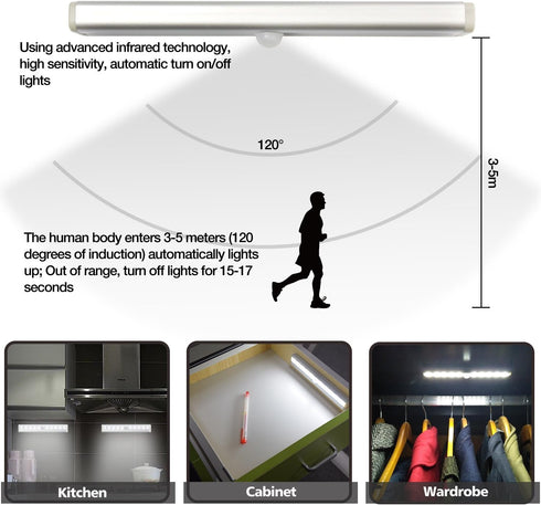 4 Pack, Dimmable Closet 3 LDOPTO Motion Sensor Under Cabinet Lights with Remote Battery Operated Lighting, LED Night