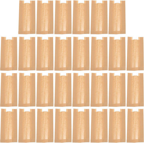 Holibanna 30pcs Kraft Paper Bread Bags with Window Mini 23x12x5cm Bread Pouches