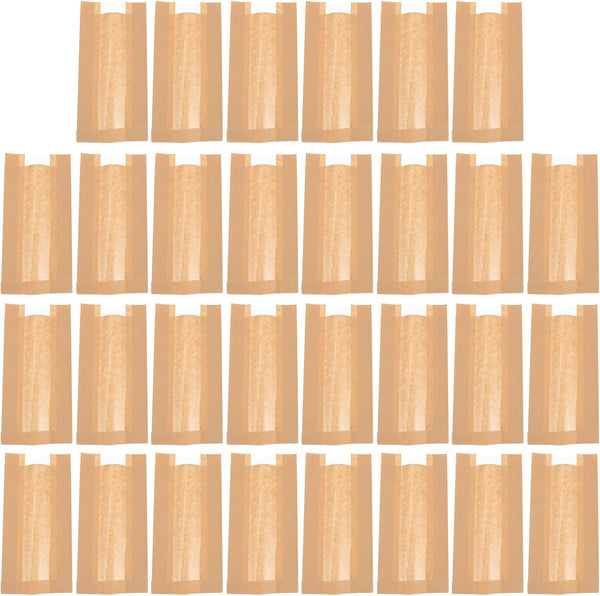 Holibanna 30pcs Kraft Paper Bread Bags with Window Mini 23x12x5cm Bread Pouches