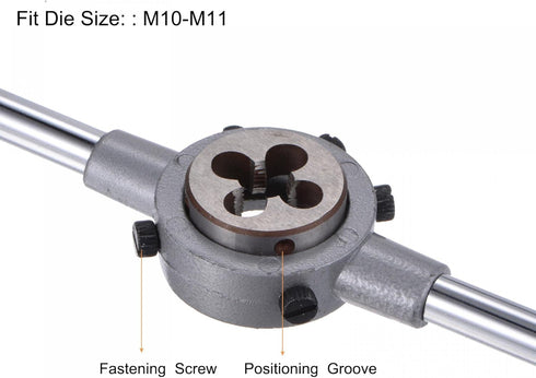 uxcell Die Stock Handle Wrench Set with M10 x 1.25 Threading Round Die and 30mm Holder, Adjustable Tool