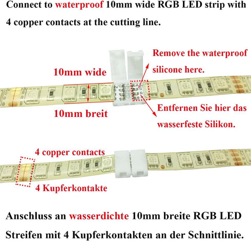 10pcs 4 10mm 5050 RGB LED Strip Connector Pin LED Tape Connector LED Ribbon Quick Connector LED Rope Clip Connector