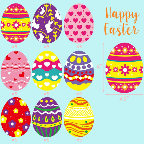 Easter Egg Cutouts for Spring Bulletin Board Classroom Decoration 45Pcs by Fancy Land