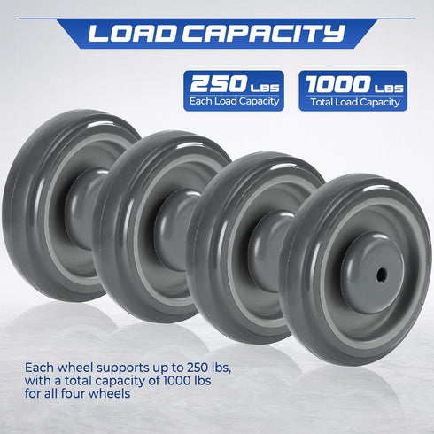 4 Pack 5" 1.2" 5/16 4 sets, 1000 Lbs NATGAI Shopping Cart Replacement Wheels Kit, Diameter width Bore Noiseless