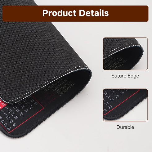 Ryetvok 2026 Calendar Mouse Pad, Non-Slip Rubber Base Desk Mat with Stitched Edge, Smooth Surface Mousepad for Office