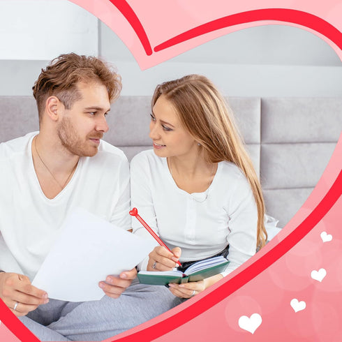 Valentine's Day 48 Pcs Heart Shaped Retractable Metal Ballpoint Pens with Black Ink Party Favor for School Office