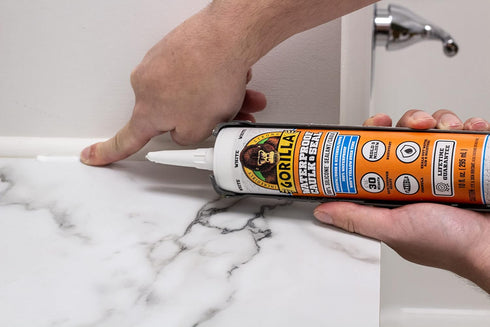 Gorilla Waterproof Caulk & Seal, 100% Silicone Sealant, All Purpose, White, 10oz Cartridge, Pack of 2