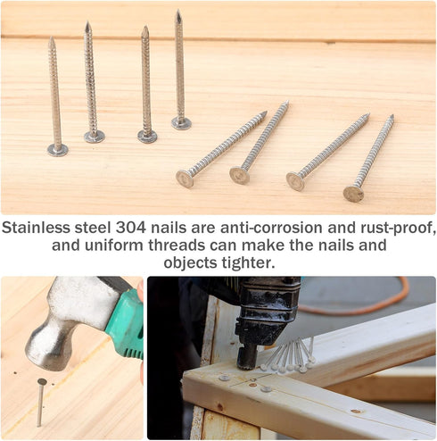 2 Pounds Box of 1-3/4 Inch Siding Nails, 304 Stainless Steel Roofing Nails for Wall, Siding, Hardware