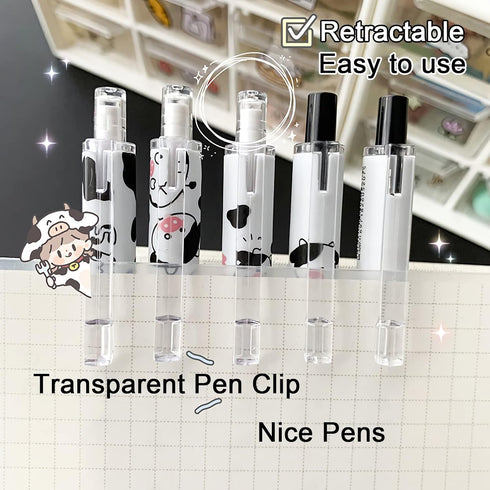 Cute Kawaii 0.5mm Black Ink Gel Pens, Fine Point Smooth Writing Ballpoint for Office School Supplies, Pack of 6