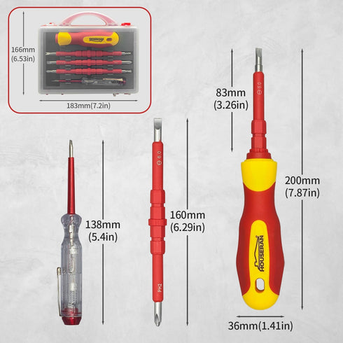 Insulated Screwdriver, HOUSERAN 5 Pcs Screwdriver Set, Electrician Tools Kit with Case, 1000V, Screw Driver with Interchangeable Blades, Electrical Screwdriver for Men Household Repair by HOUSERAN