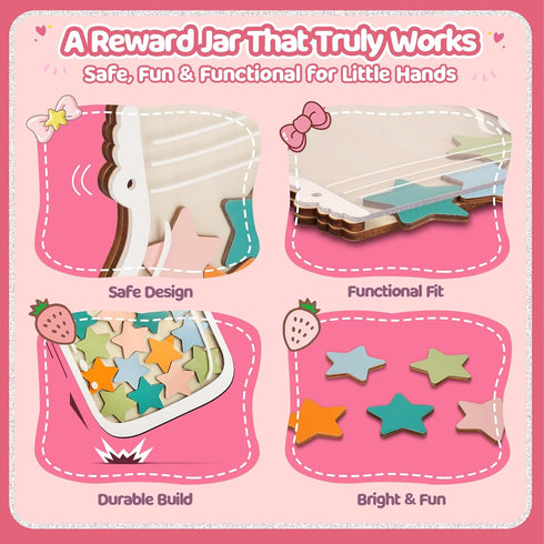 BBeary Magnetic Reward Jars for Kids - Star Tokens Reward Jar for Classroom Star Jar Reward System Behavior Chart
