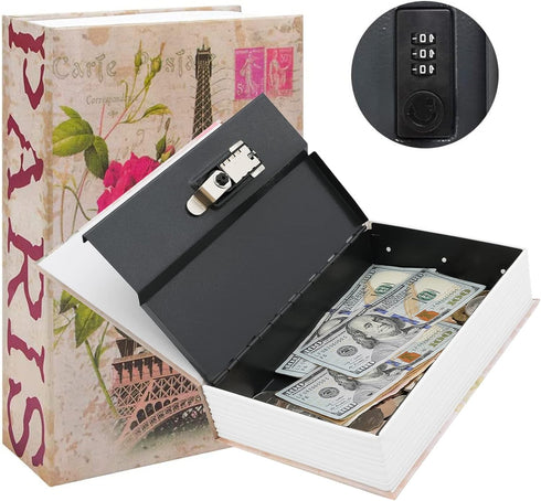 KYODOLED Diversion Book Safe with Combination Lock, Secret Safe Metal Lock Box,