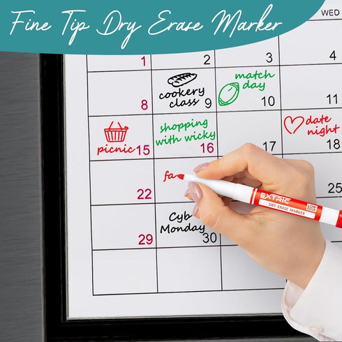 Dry Erase Markers Fine Tip, Bundle of Whiteboard Markers and Eraser for Kids and Teachers
