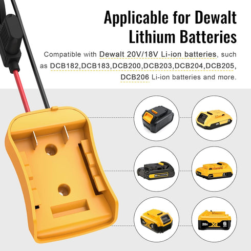 Power Wheels Adapter for Dewalt 20V Battery, Wire Harness Connector for Peg-Perego Ride-on Car