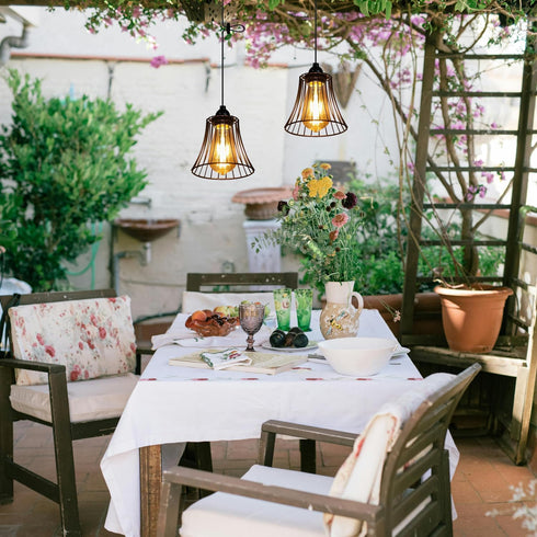 3X 4*AA Outdoor Chandelier Pendant Light for Gazebo Battery Operated Boho Hanging Lamp with Remote Decorative Lights