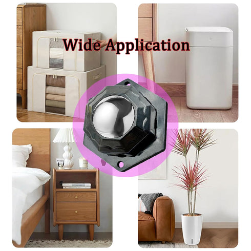 Self Adhesive Caster Wheels for Small Furniture, 360° Rotation Mini Caster Wheels for Appliances (12 PCS, Black)