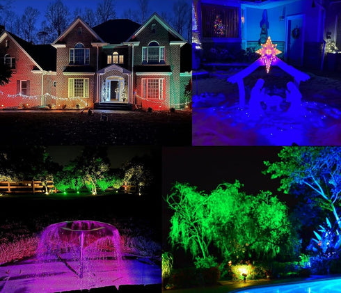 25W 120V 25W Color LED Outdoor Landscape Spotlight with Strobe Lighting - Waterproof RGB Spot Lights for Yard Tree