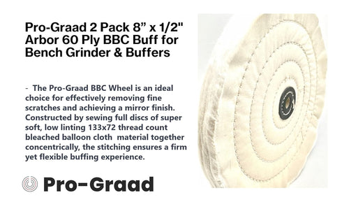 2 Pack 8” BBC Buffing Wheel - 60 Ply, Bleached Balloon Cloth for Bench Motor, Ultra Smooth Polishing Wheel