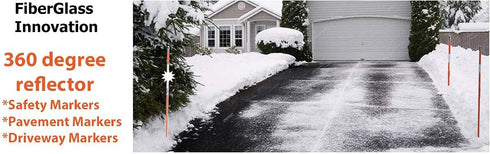 Fiberglass Innovations 665-10 48-Inch Hammer Pack 10 Snow Pole Driveway Marker, with Reflective Tape, Hiviz Orange