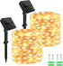 2 Pack Solar Fairy Lights, 39.4ft 120LED Waterproof String Lights for Outside, 8 Modes for Patio, Backyard, Garden