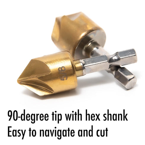 6 Pcs Countersink Drill Bit Set with Case, 1/4'' Hex Shank HCS 5 Flute Countersink Tool Sets for Wood