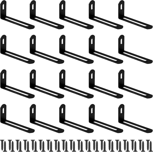 AUXBC 20Pcs 2.6"x1.3"x0.6"Adjustable Right Angle Brackets, Slotted L Bracket Metal 90 Degree Corner