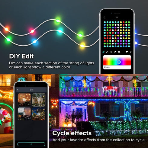 BTF-LIGHTING RGB IC WS2812B Smart Fairy Light String, 32.8FT, 100 Pixel, Bluetooth Music Control for Christmas