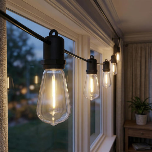 25FT 13 ST38 Bulbs, Dimmable LED Outdoor String Lights, Shatterproof Edison Waterproof Patio Decor for Outside, Bistro