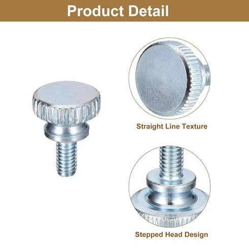 uxcell M4x10mm Knurled Thumb Screws, 20pcs Carbon Steel Zinc Plated Flat Knurled Head Fully Threaded Thumb Screws
