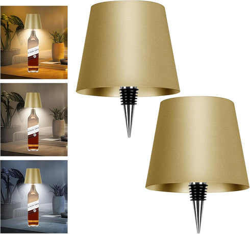 2 Pack Wine Bottle Lamps, 2026 New 3 Color Rechargeable Wireless Bottle