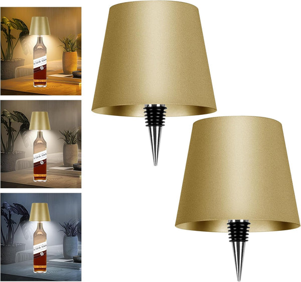 2 Pack Wine Bottle Lamps, 2026 New 3 Color Rechargeable Wireless Bottle