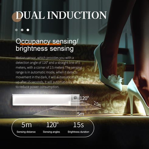 (1-Pack), 11.8" 7-Color Closet, Rechargeable LED Night Light Motion Sensor Under Cabinet Light with Ambient & Cool