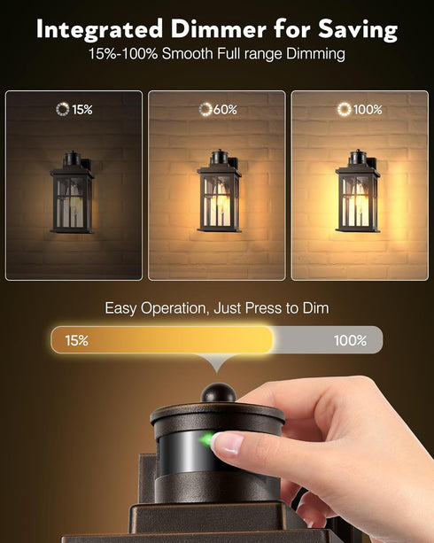 Distance-Adjustable Motion Sensor Outdoor Lights, Oil Rubbed Bronze Wall Mounting Porch Light, Waterproof Dusk to Dawn