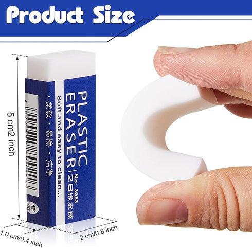 Lewtemi 100 Packs White Erasers Bulk, Large Block Eraser for Kids School Drawing Art, 2 x 0.8 x 0.4 Inch