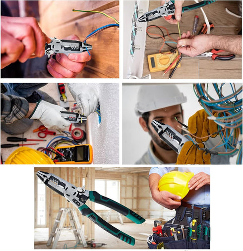 10-in-1 Wire Stripper Tool, Multifunctional Plier with Wire Stripper, Crimper, Side Cutter for Electric Cable