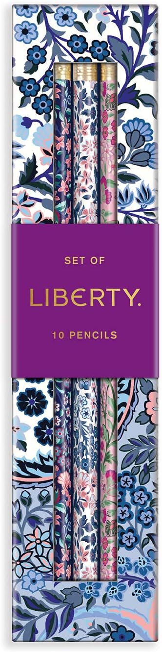 Galison Liberty Tanjore Gardens Pencil Set, 10 #2 Wooden Pencils with Floral Designs, Stylish Gift Pencils