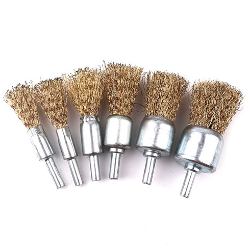 30pcs Set 1/4 Inch Shank,6 ATOPLEE Brass Coated Wire Brush Wheel & Cup Brush with Round Sizes Crimped Wire Brush Wheel