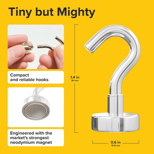 X-Bet Heavy Duty Neodymium Magnetic Hooks 27 LBS - Pack of 6 for Cruise Cabins, Refrigerator, Grill