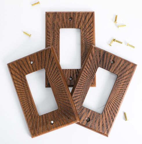 4 (13 8.2cm,Single DoubleFill Pcs Walnut Wood Light Switch Cover Brown Outlet Covers Wall Plate Decorative Boho Plug