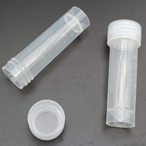 50 Pcs 5ml Graduated Plastic Cryovial Tube Mini Test Tubes with Screw Cap